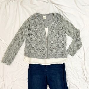Bedford Fair Sea Foam & Grey Lace Zip Jacket